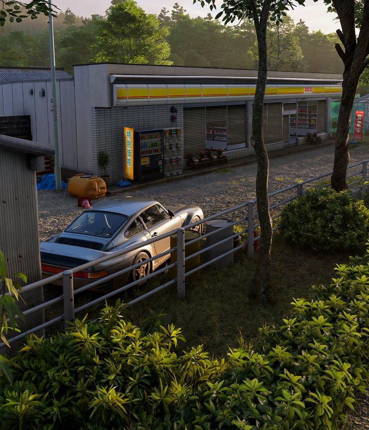 Photo clue for the Porsche 959 in the Shimanoyama region